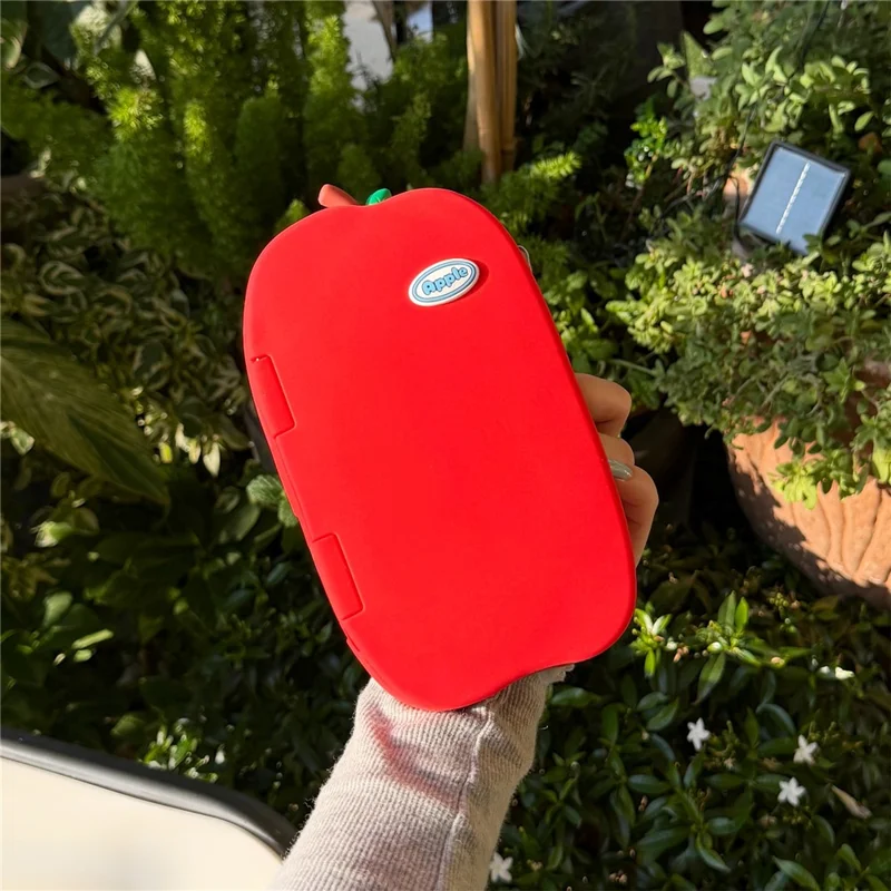 For iPhone 17 Pro Case Flip Mirror Apple-Shaped Shockproof Silicone Phone Back Cover