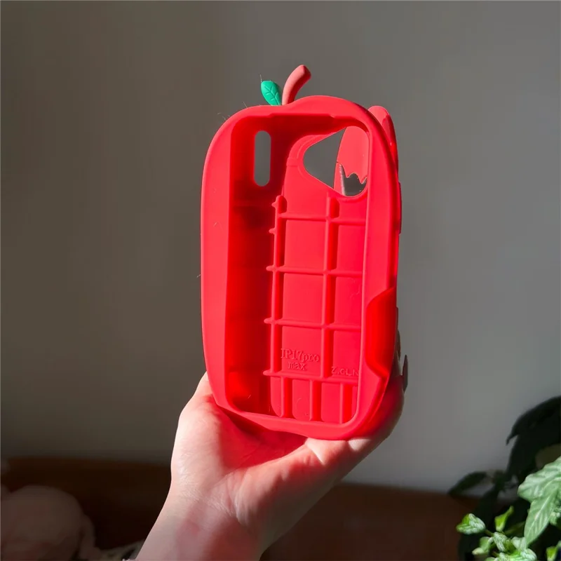 For iPhone 17 Pro Case Flip Mirror Apple-Shaped Shockproof Silicone Phone Back Cover