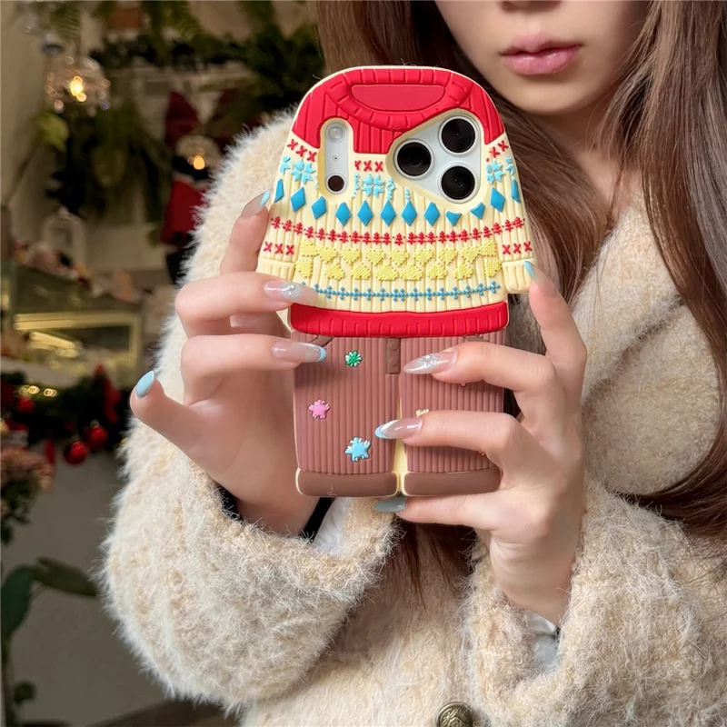 For iPhone 17 Pro Case Cute Sweater Design Shockproof Silicone Phone Back Cover