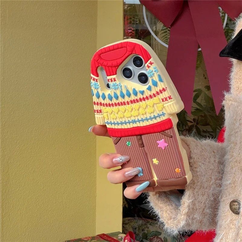 For iPhone 17 Pro Case Cute Sweater Design Shockproof Silicone Phone Back Cover