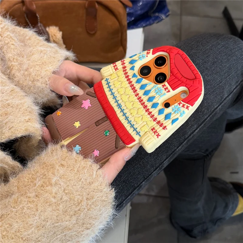 For iPhone 17 Pro Case Cute Sweater Design Shockproof Silicone Phone Back Cover