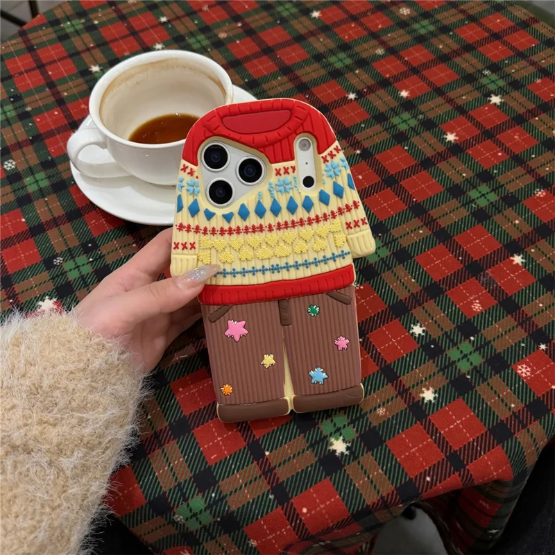 For iPhone 17 Pro Case Cute Sweater Design Shockproof Silicone Phone Back Cover