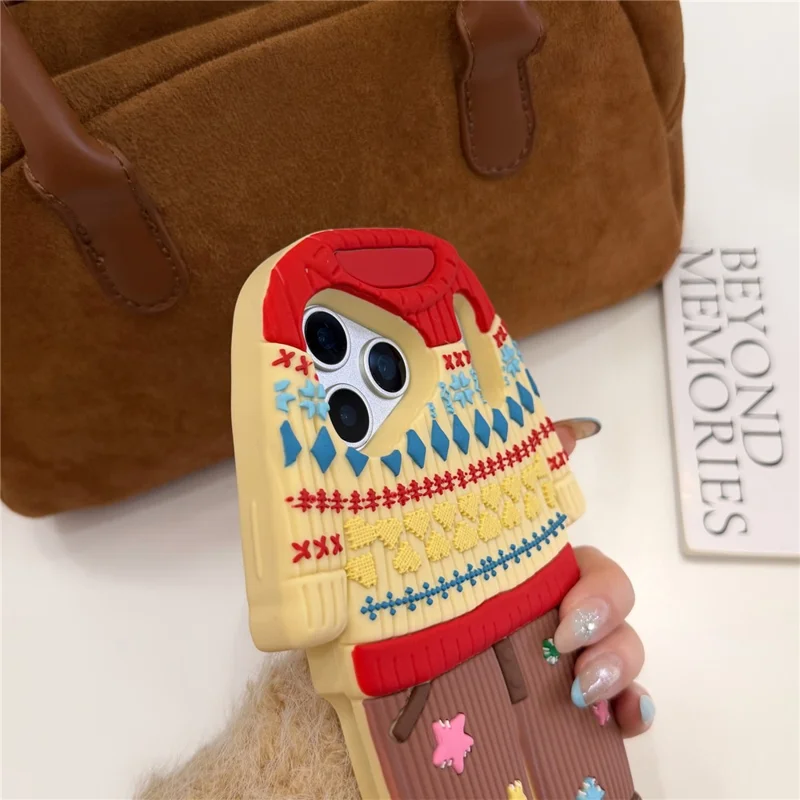 For iPhone 17 Pro Case Cute Sweater Design Shockproof Silicone Phone Back Cover