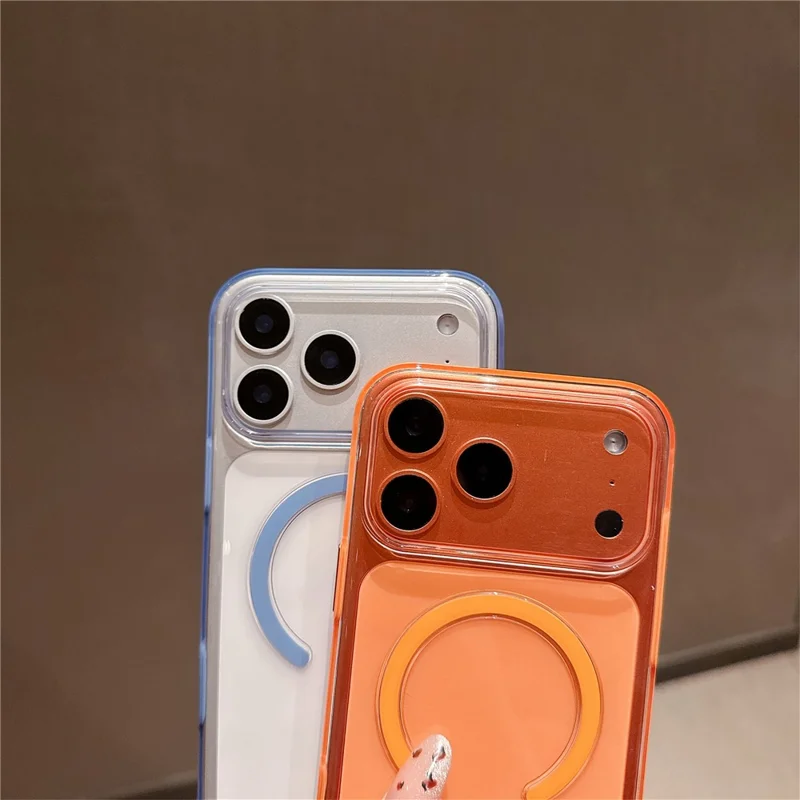 For iPhone 17 Pro Max Case Compatible with MagSafe Shockproof TPU + PC Clear Phone Back Cover - Orange