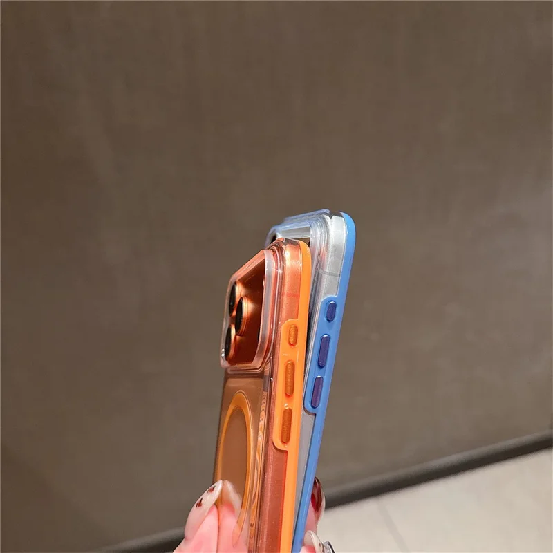 For iPhone 17 Pro Max Case Compatible with MagSafe Shockproof TPU + PC Clear Phone Back Cover - Orange