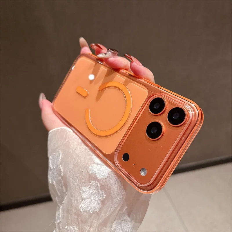 For iPhone 17 Pro Case Compatible with MagSafe Shockproof TPU + PC Clear Phone Back Cover - Orange