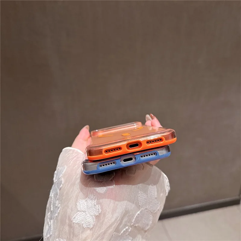 For iPhone 17 Pro Case Compatible with MagSafe Shockproof TPU + PC Clear Phone Back Cover - Orange