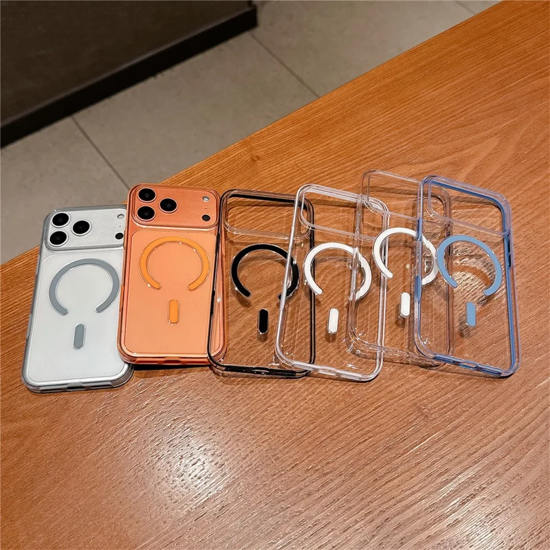 For iPhone 17 Pro Case Compatible with MagSafe Shockproof TPU + PC Clear Phone Back Cover - Orange