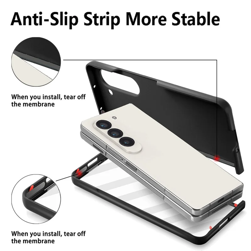 For Samsung Galaxy Z Fold7 5G Magnetic Case Kickstand Denim Texture Leather Back Cover with Detachable Card Bag - Black