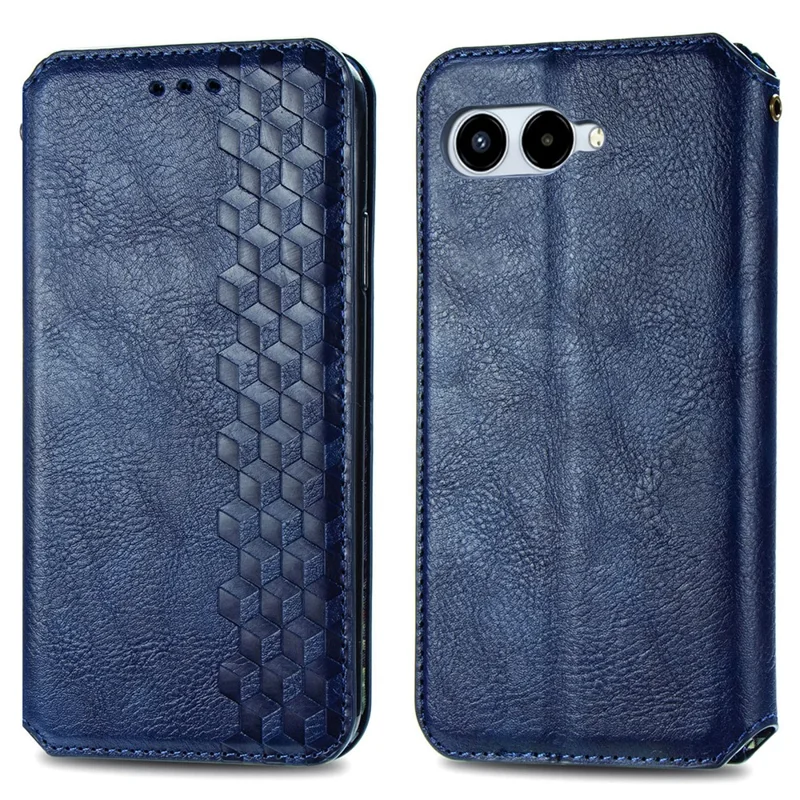 For T-Mobile REVVL 8 Case Rhombus Imprint PU Leather Wallet Phone Cover - Blue