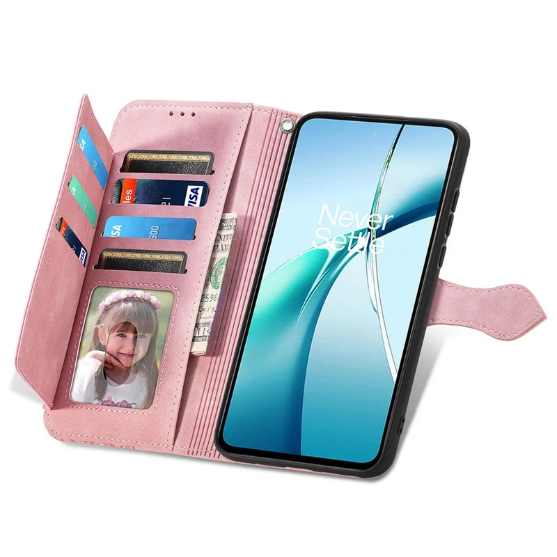 For T-Mobile REVVL 8 Zipper Wallet Case with Strap Flower Imprint PU Leather Phone Cover - Pink