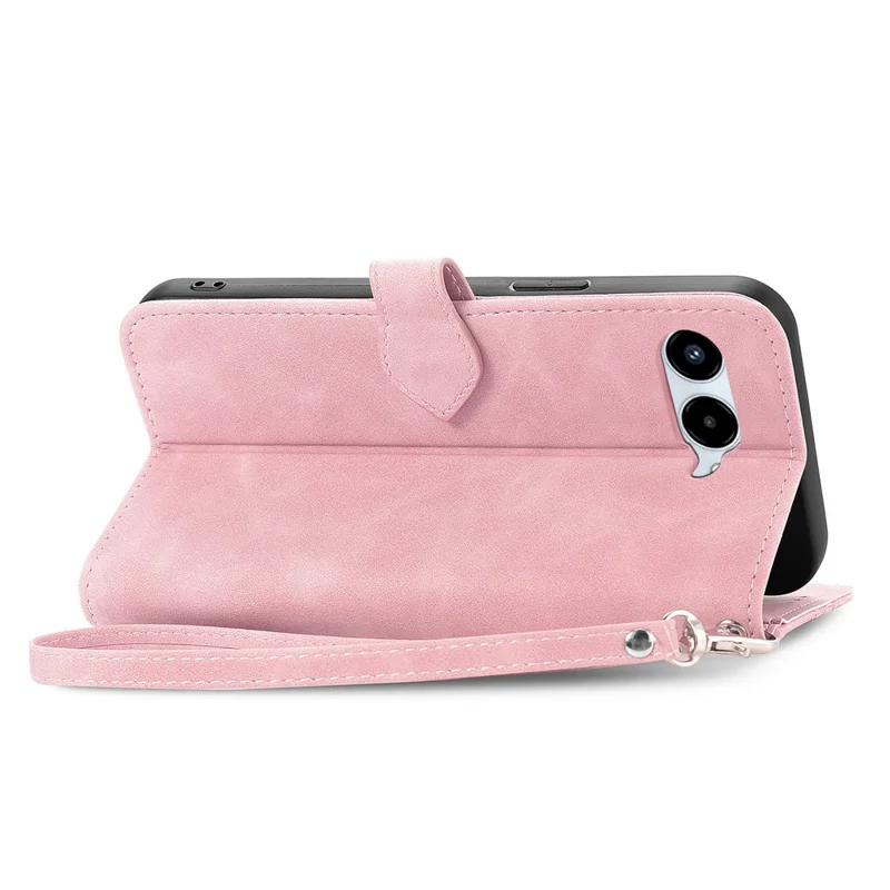 For T-Mobile REVVL 8 Zipper Wallet Case with Strap Flower Imprint PU Leather Phone Cover - Pink