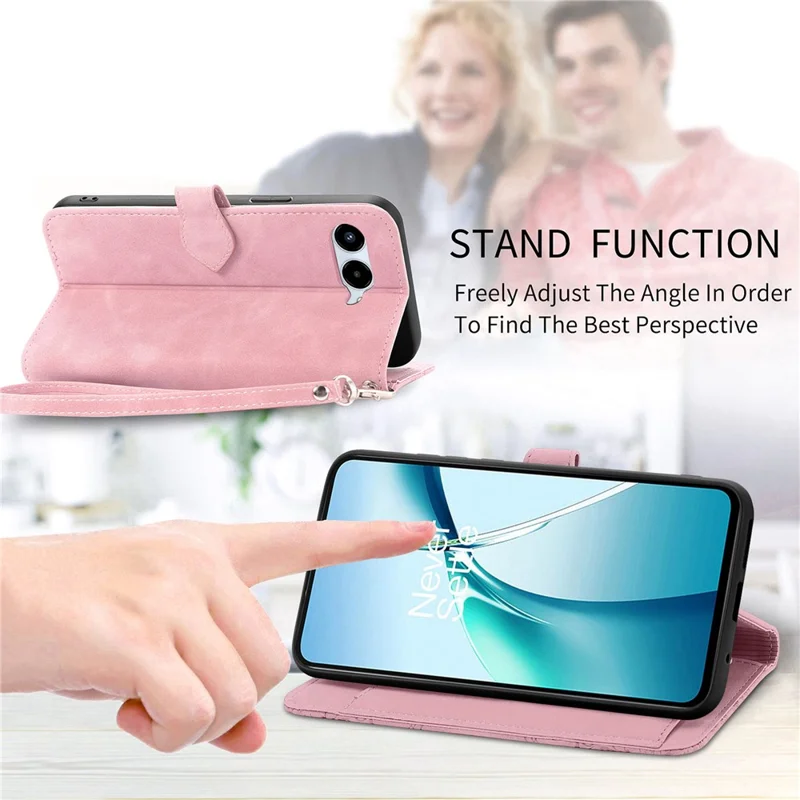For T-Mobile REVVL 8 Zipper Wallet Case with Strap Flower Imprint PU Leather Phone Cover - Pink