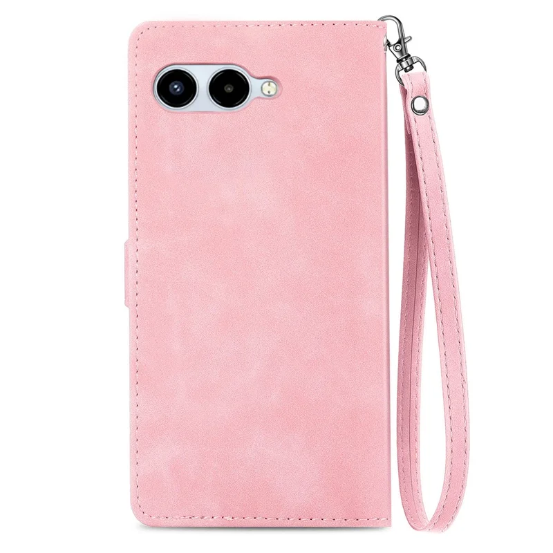 For T-Mobile REVVL 8 Zipper Wallet Case with Strap Flower Imprint PU Leather Phone Cover - Pink