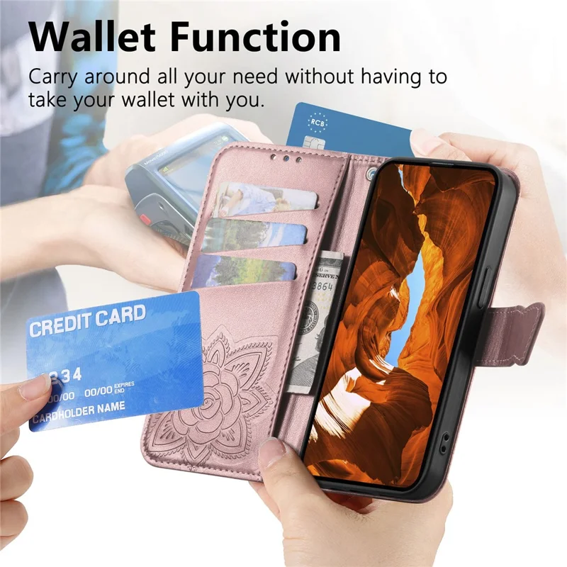 For T-Mobile REVVL 8 Case with Strap Butterfly Pattern PU Leather Wallet Phone Cover - Rose Gold