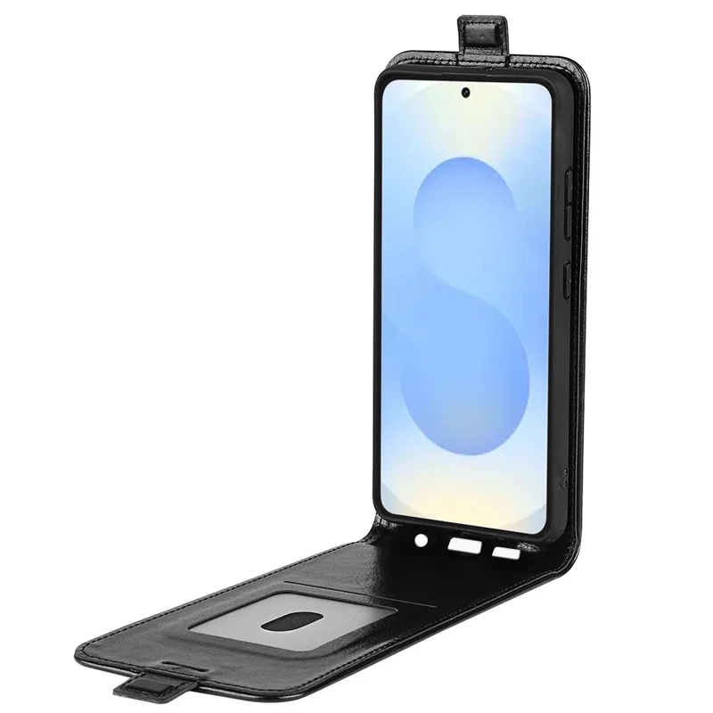 For Samsung Galaxy S26+ Case with Card Slots Vertical Flip Leather Phone Cover - Black