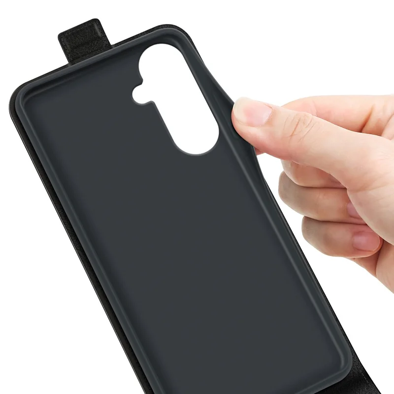 For Samsung Galaxy S26+ Case with Card Slots Vertical Flip Leather Phone Cover - Black