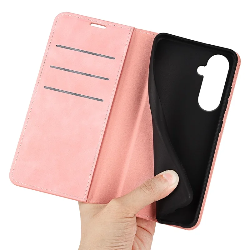 For Samsung Galaxy S26+ Case Skin Touch Leather Wallet Phone Cover - Pink