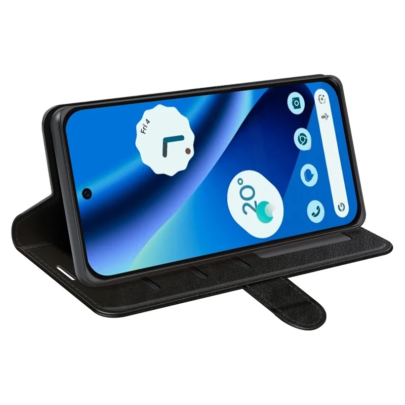 For Google Pixel 10a Case Crazy Horse Texture Stand Leather Phone Cover - Black