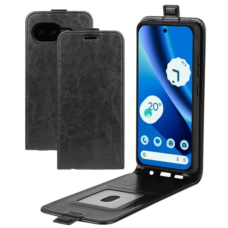 For Google Pixel 10a Case with Card Slots Vertical Flip Leather Phone Cover - Black