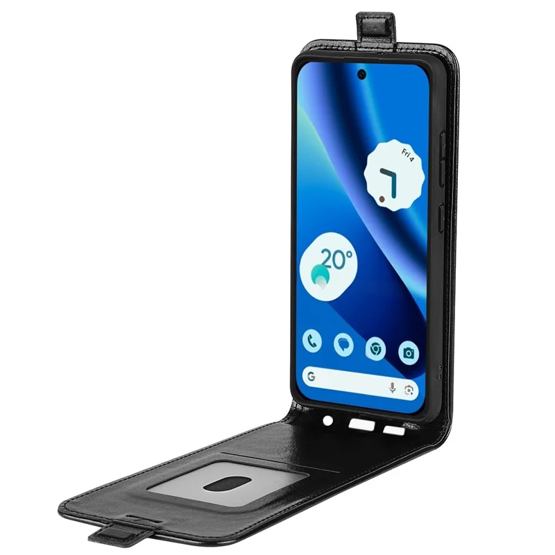 For Google Pixel 10a Case with Card Slots Vertical Flip Leather Phone Cover - Black