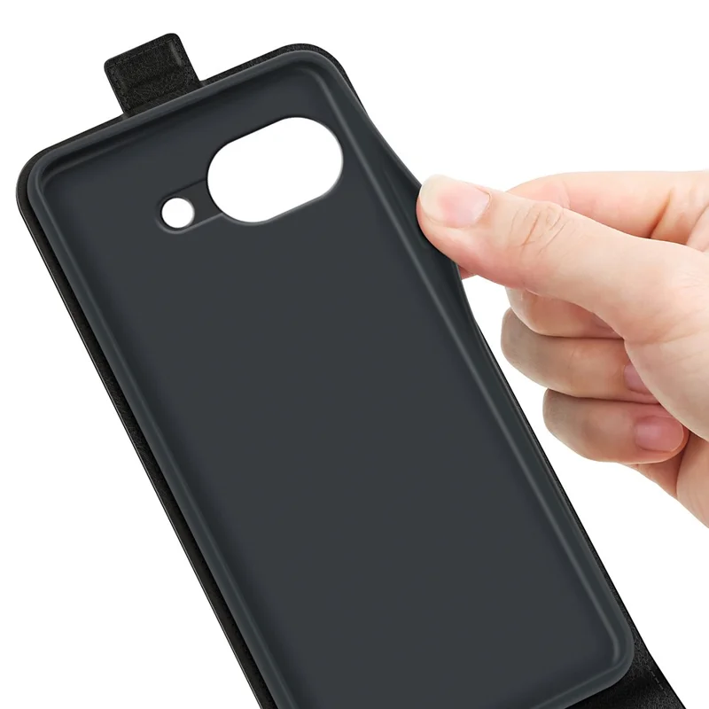 For Google Pixel 10a Case with Card Slots Vertical Flip Leather Phone Cover - Black