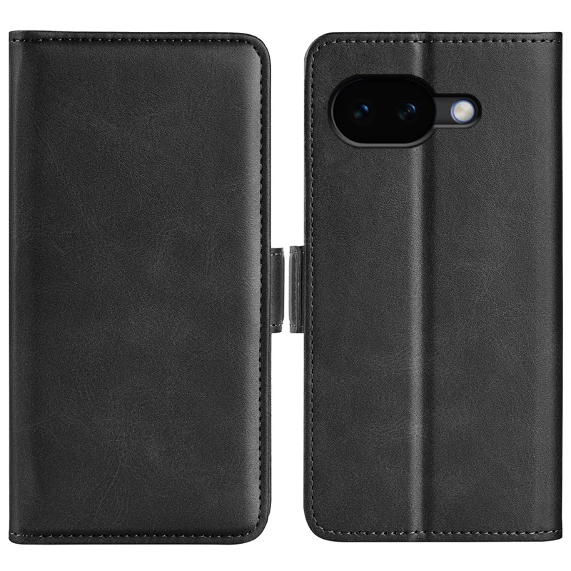 For Google Pixel 10a Case Calf Texture Leather Wallet Phone Cover - Black