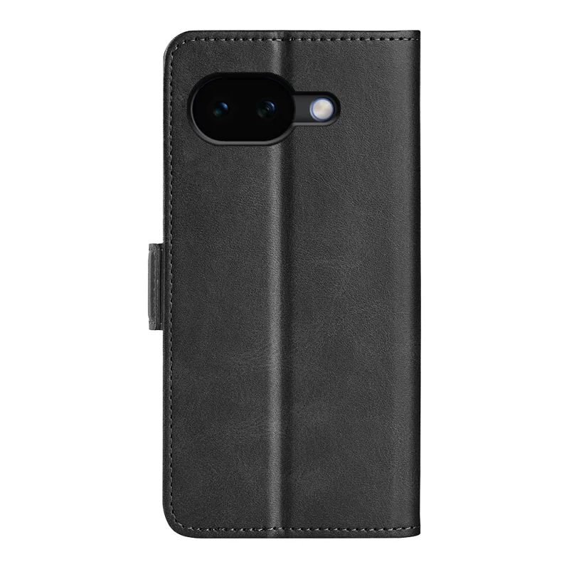 For Google Pixel 10a Case Calf Texture Leather Wallet Phone Cover - Black