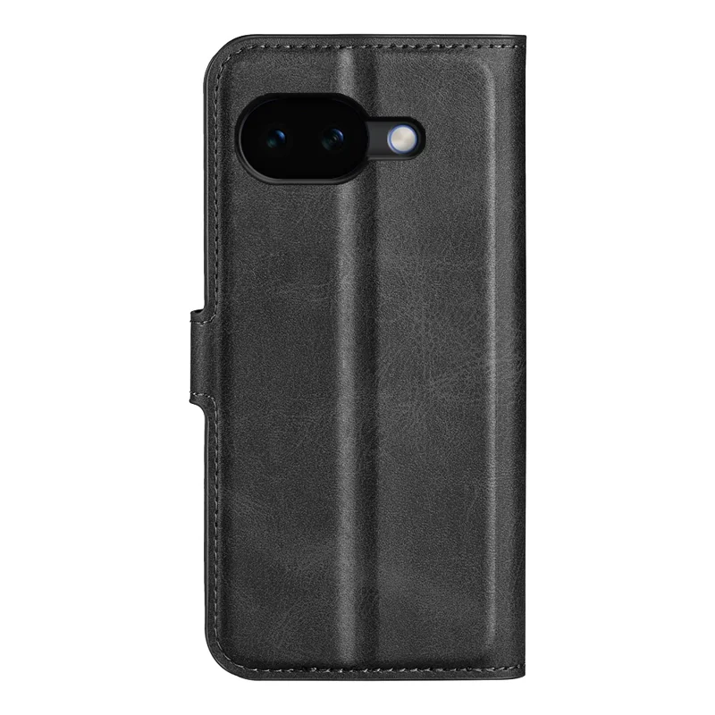 For Google Pixel 10a Stand Case Anti-Scratch Calf Texture Leather Phone Cover - Black