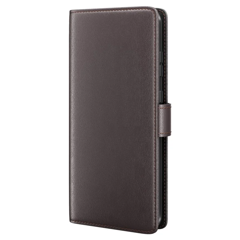 For OnePlus 15 5G Case Genuine Split Leather Phone Cover with Wallet Stand - Brown