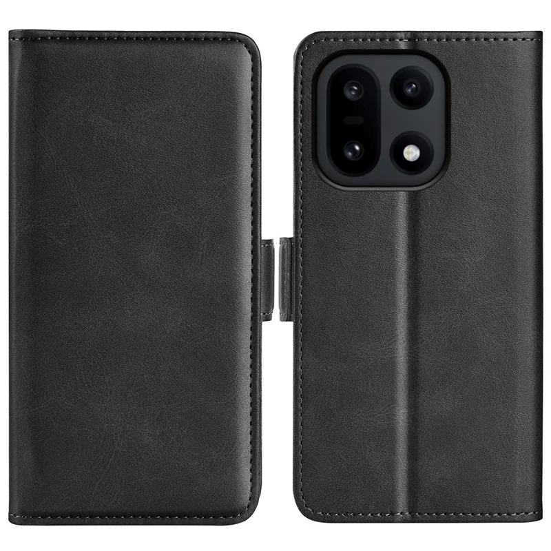 For OnePlus 15 5G Case Calf Texture Leather Wallet Phone Cover - Black