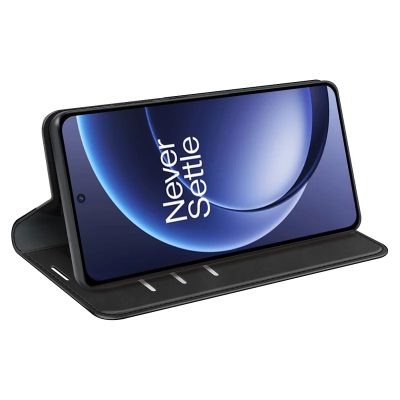 For OnePlus 15 5G Case Skin Touch Leather Wallet Phone Cover - Black