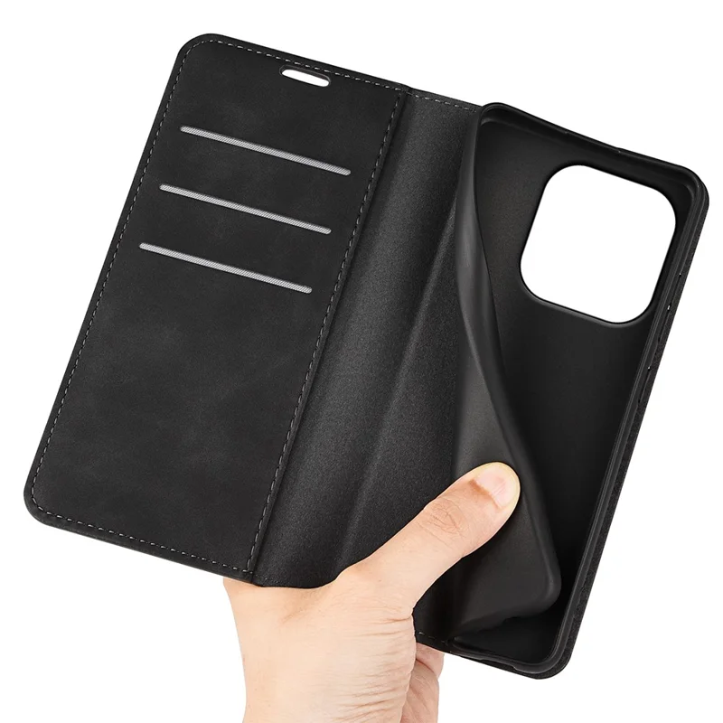 For OnePlus 15 5G Case Skin Touch Leather Wallet Phone Cover - Black