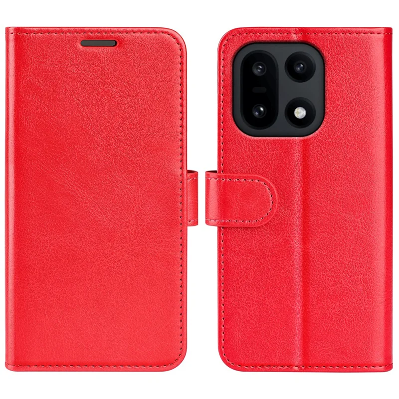 For OnePlus 15 5G Case Crazy Horse Texture Stand Leather Phone Cover - Red