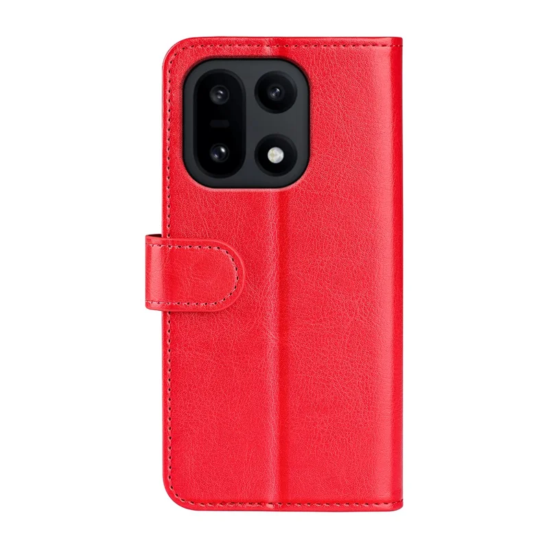 For OnePlus 15 5G Case Crazy Horse Texture Stand Leather Phone Cover - Red