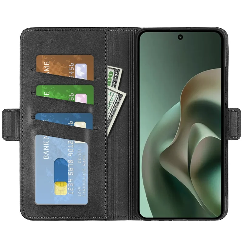 For Motorola Moto G67 Power 5G Case Calf Texture Leather Wallet Phone Cover - Black