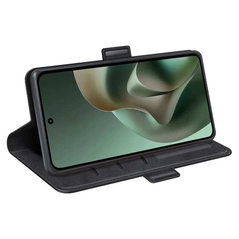 For Motorola Moto G67 Power 5G Case Calf Texture Leather Wallet Phone Cover - Black