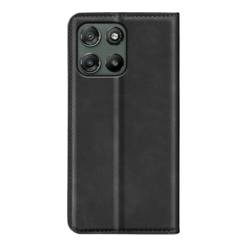 For Motorola Moto G67 Power 5G Case Skin Touch Leather Wallet Phone Cover - Black