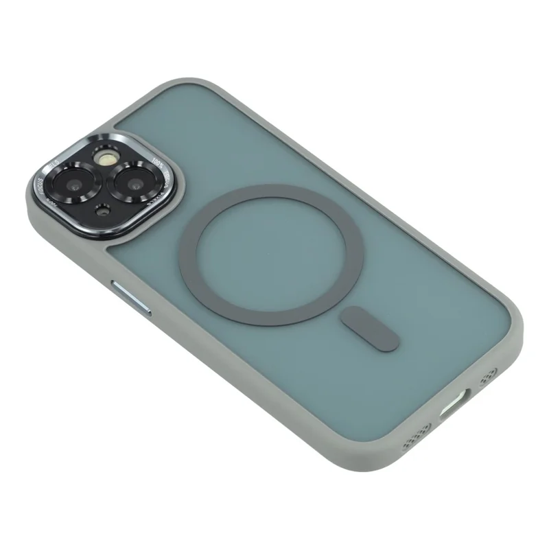 For iPhone 15 Plus Magnetic Case TPU + Acrylic Hybrid Phone Shell - Grey
