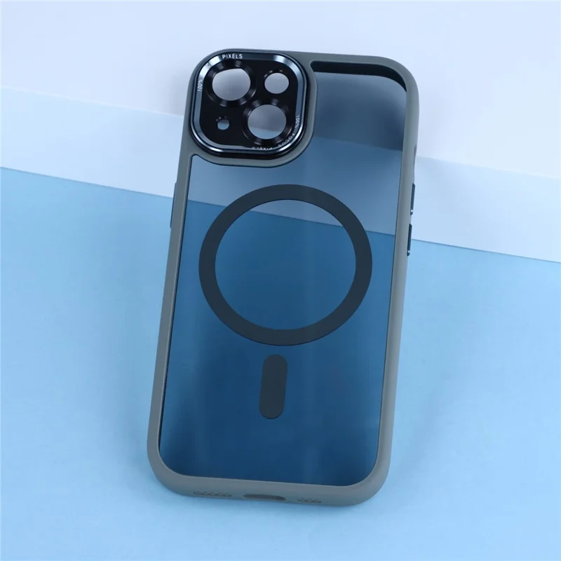 For iPhone 15 Plus Magnetic Case TPU + Acrylic Hybrid Phone Shell - Grey