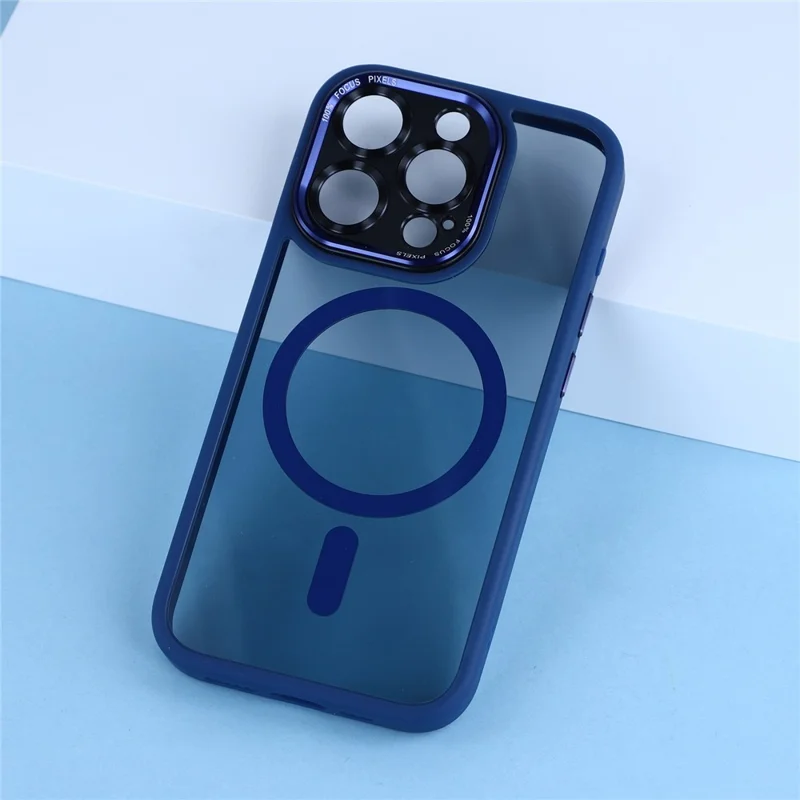 For iPhone 15 Pro Max Magnetic Case TPU + Acrylic Hybrid Phone Shell - Blue