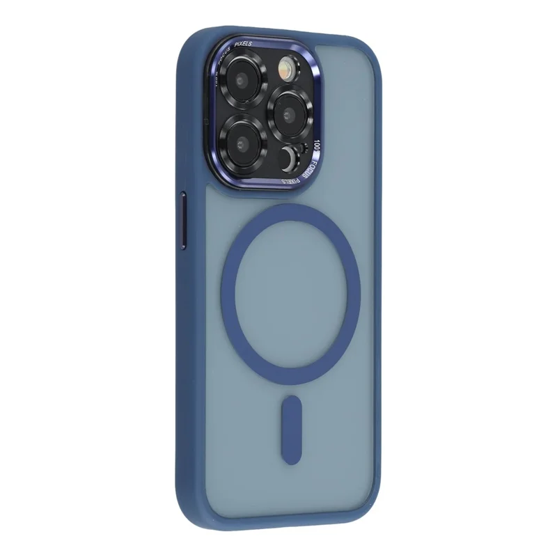 For iPhone 14 Pro Max Magnetic Case TPU + Acrylic Hybrid Phone Shell - Blue