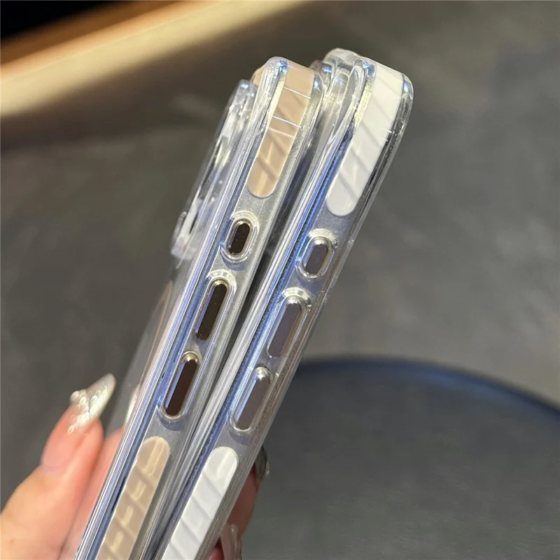 For iPhone 16 Pro Case Compatible with MagSafe TPU PC Clear Phone Cover with Metal Buttons - Blue