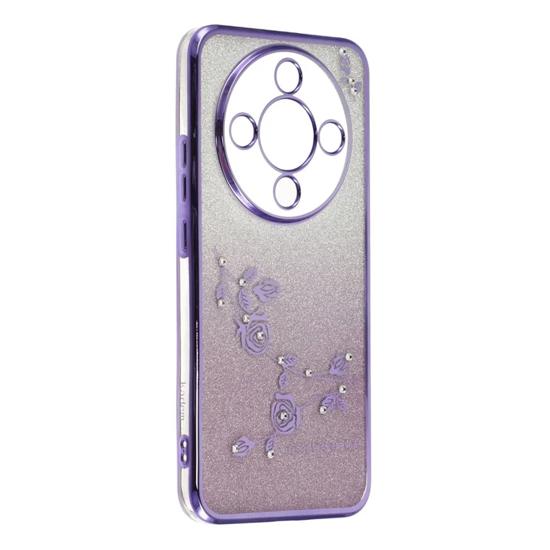 KADEM Phone Case For Honor Magic8 Lite 5G  /  X9d 5G  /  X70 5G Flower Pattern TPU Gradient Phone Cover with Lanyards - Purple