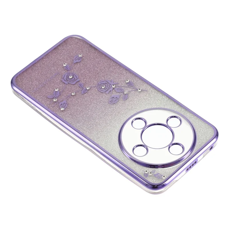 KADEM Phone Case For Honor Magic8 Lite 5G  /  X9d 5G  /  X70 5G Flower Pattern TPU Gradient Phone Cover with Lanyards - Purple