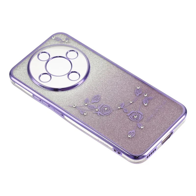 KADEM Phone Case For Honor Magic8 Lite 5G  /  X9d 5G  /  X70 5G Flower Pattern TPU Gradient Phone Cover with Lanyards - Purple