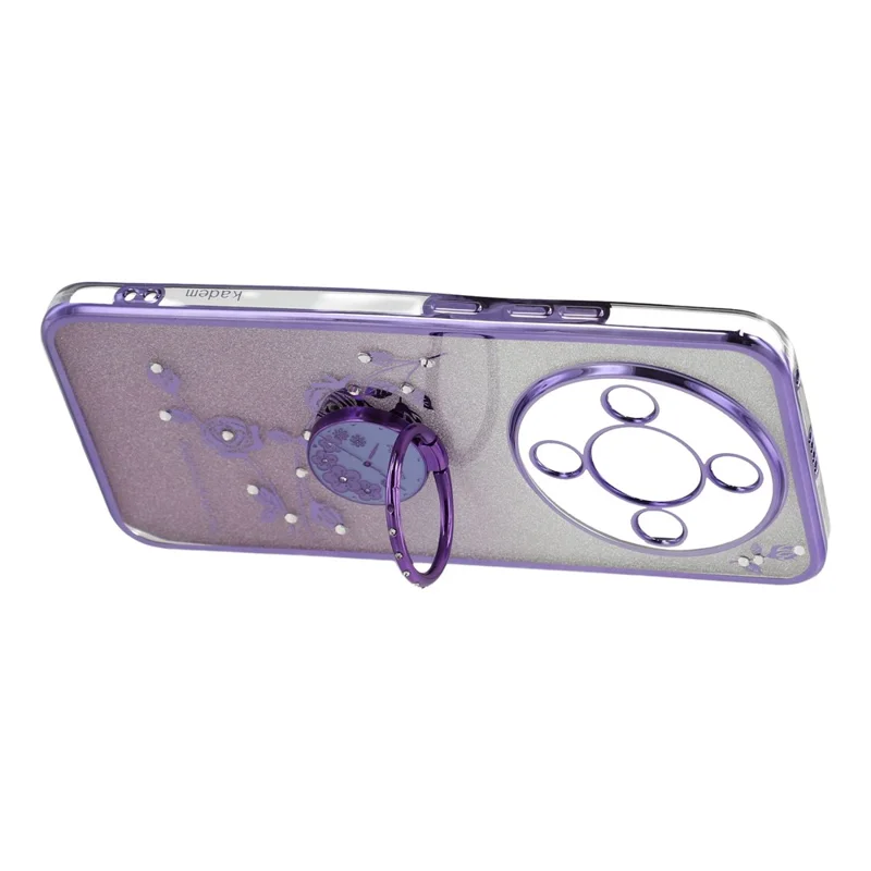 KADEM Phone Case For Honor Magic8 Lite 5G  /  X9d 5G  /  X70 5G Ring Kickstand TPU Flowers Phone Cover Gradient Glitter  - Purple