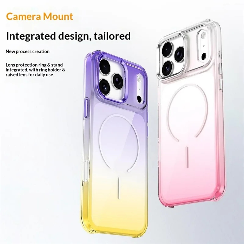 For iPhone 17 Pro Magnetic Case Gradient Color Hard PC Phone Back Cover - Pink