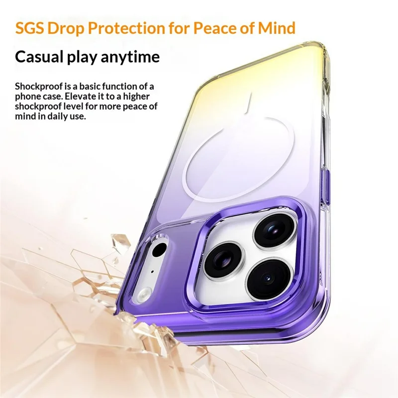 For iPhone 17 Pro Magnetic Case Gradient Color Hard PC Phone Back Cover - Pink