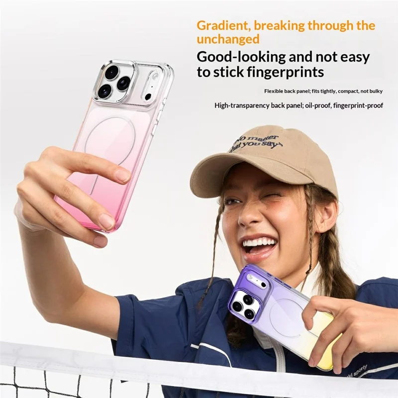 For iPhone 17 Pro Max Magnetic Case Gradient Color Hard PC Phone Back Cover - Pink